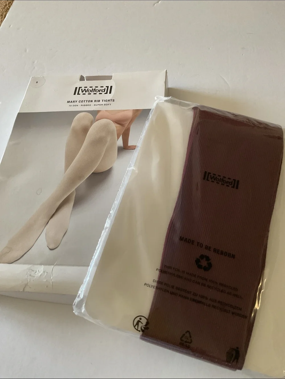 WOLFORD 15034 MARY COTTON RIB TIGHTS IN PORT ROYALE SMALL NWT